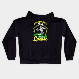 Don't Mess With A Guy Who Throws Spears Javelin Kids Hoodie